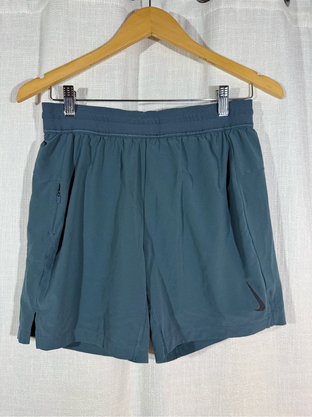 Nike Dri-Fit Compression Shorts - Womens S - Blue Cycling Yoga Zip Pocket